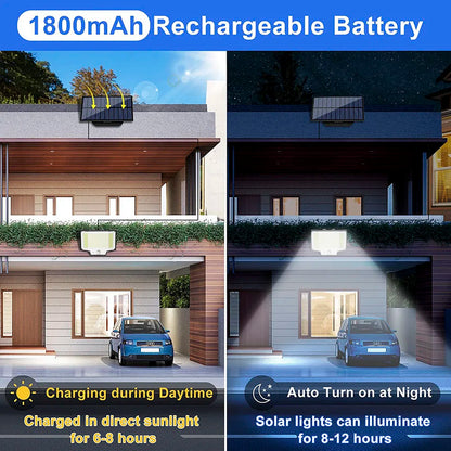 Solar Motion Lights 200LED - Outdoor Solar Flood Security Light with Separate Panel, IP65 Waterproof, with Remote Control