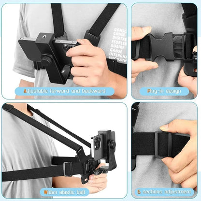 Verstelbare Telefoon Clip Houder met Borstband | Sportcamera en Mobiele Telefoon Bevestiging voor Outdoor Opnames