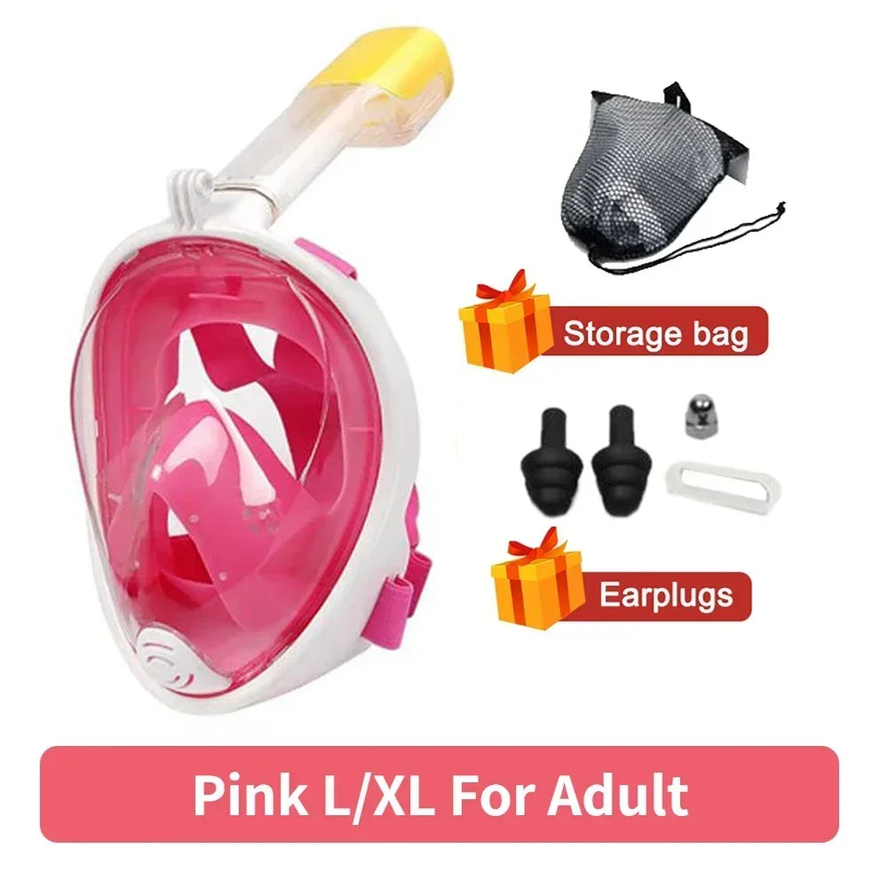 Full Face Snorkelmasker voor Kinderen en Volwassenen | Anti-Fog Duikmasker voor Veilig Ademhalen en Snorkelen