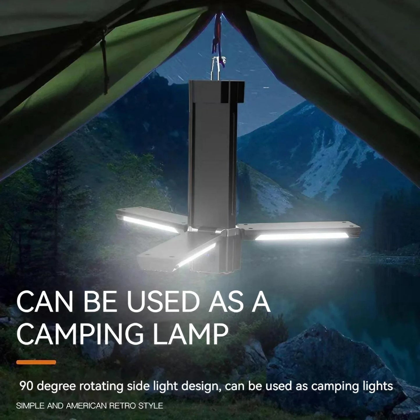 Wiederaufladbare Outdoor-Campinglampe – Tragbare, faltbare Taschenlampe und Notstrombank