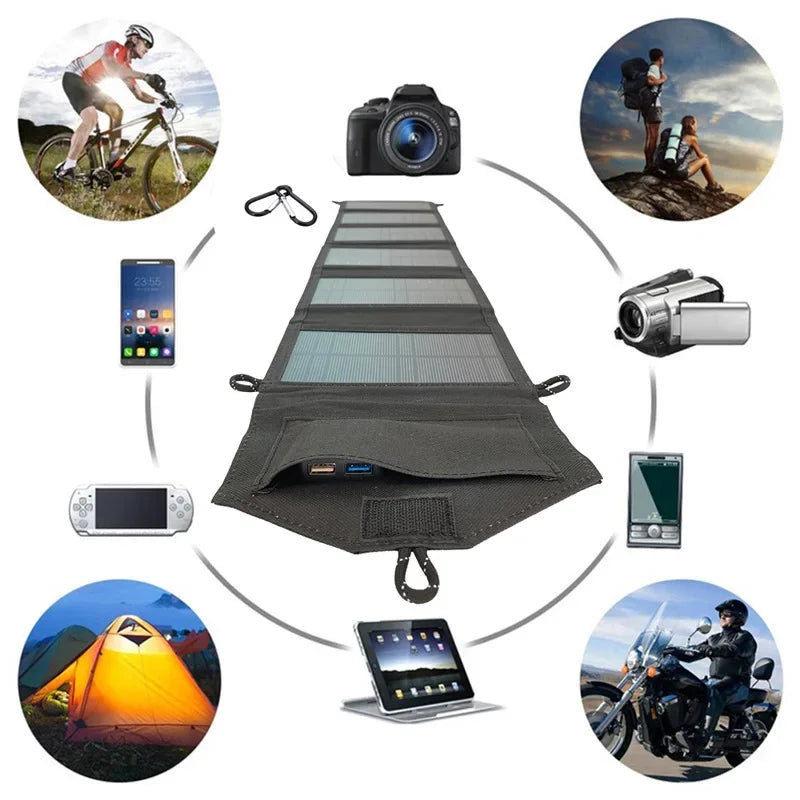 6-voudig 800W Opvouwbaar Zonnepaneel | 20W/h Draagbare Monokristallijne Solar Charger met USB 5V DC