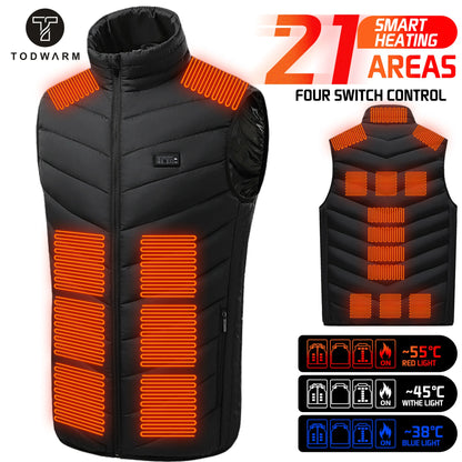 Verwarmde Vest 21 Zones – Winter Bodywarmer voor Heren en Dames met USB Verwarming - Outdoor Thermische Jas