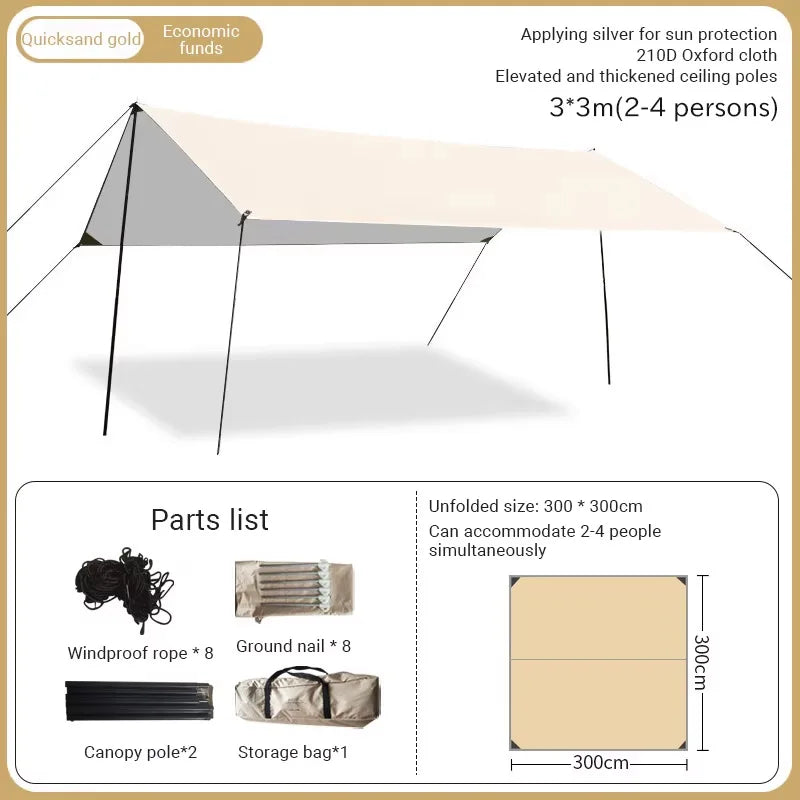 Camping Tarp – Zonnescherm & Regenbescherming voor 2-12 Personen