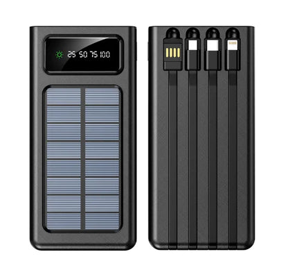 20000mAh Solar Powerbank – Snelladen met Ingebouwde Kabels, LED Display & Meerdere USB-Poorten