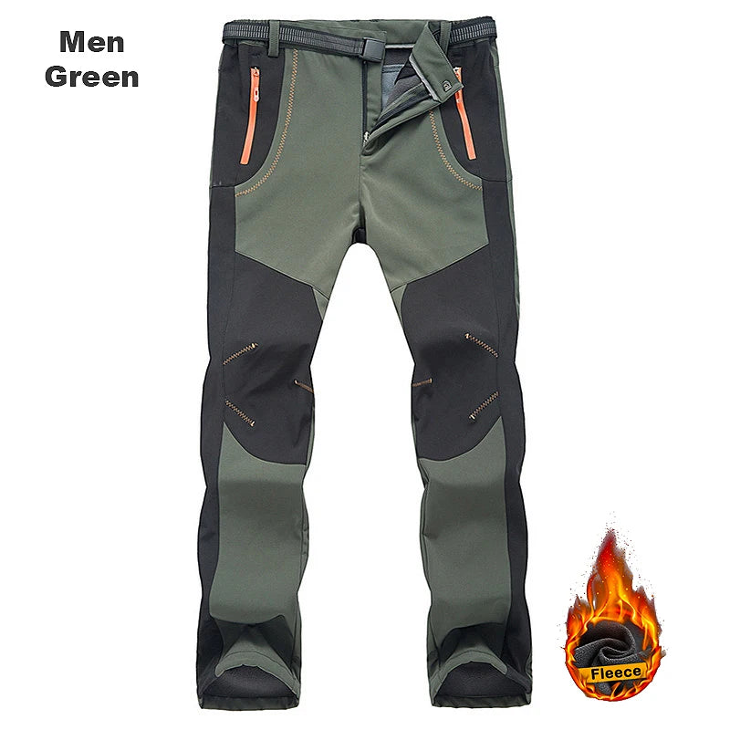 Warme Fleece Outdoor Winterbroek Heren – Waterdichte Softshell Wandelbroek voor Hiking, Ski & Kamperen