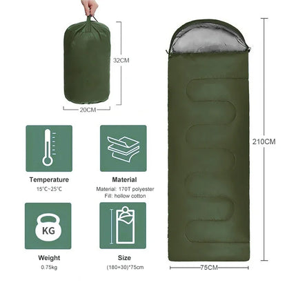Leichter 4-Jahreszeiten-Schlafsack – warmer Umschlagschlafsack für Outdoor-Rucksacktouren und Camping