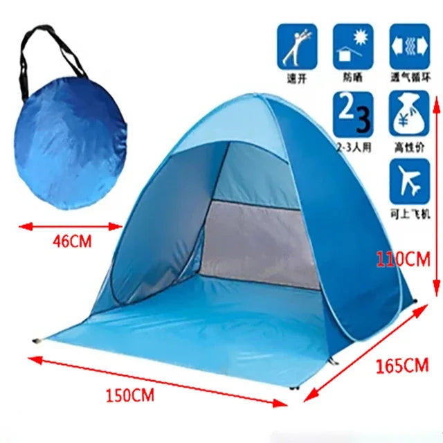 Snelle Automatische Strandtent – Draagbare UPF50+ Zonnescherm Tent voor Camping, Vissen & Outdoor
