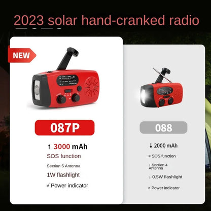 Handkurbel- und Solar-Wetterradio – 2000 mAh AM/FM/NOAA-Notfallradio mit Powerbank und Taschenlampe