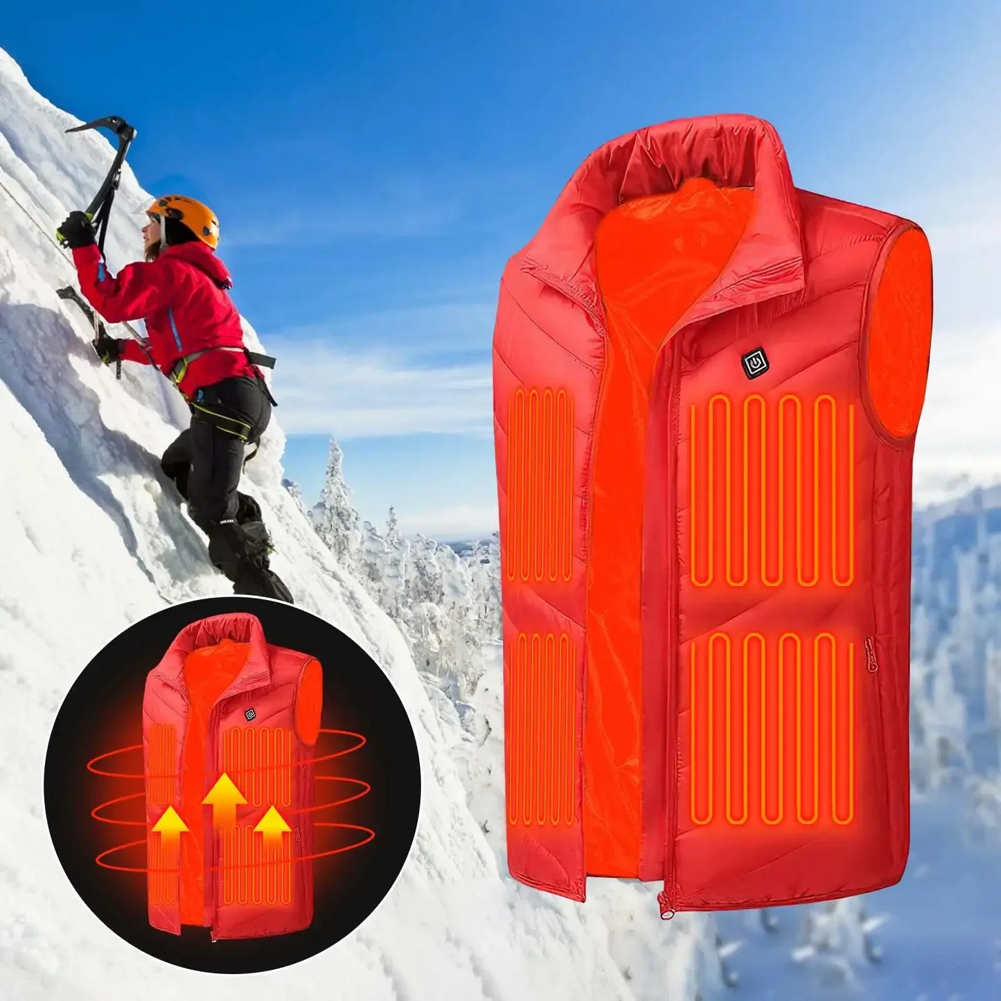 Waschbare, elektrisch beheizte Weste mit USB – Graphen-Heizjacke für Männer und Frauen – Outdoor und täglicher Gebrauch