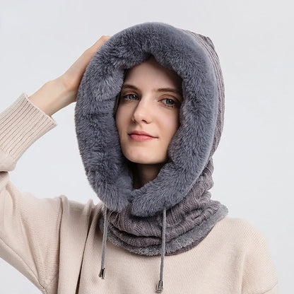 Winter Bontmuts Set met Gezichtsmasker – Gebreide Cashmere Nekwarmer voor Dames, Ski- en Winddichte Outdoor Beanie