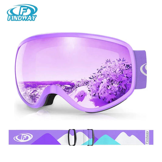 Antibeschlag-Skibrille für Kinder mit 100 % UV400-Schutz – geeignet für Helm – für 3–10 Jahre Jungen und Mädchen