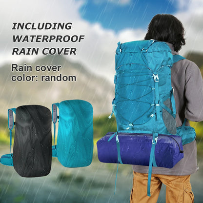 50L Wanderrucksack mit Regenhülle – multifunktionaler Bergsteigerrucksack für Outdoor-Reisen, Trekking und Camping