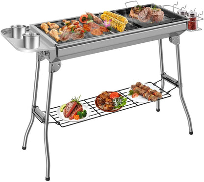 Opvouwbare RVS Houtskool BBQ | Draagbare Barbecue Grill met Accessoires