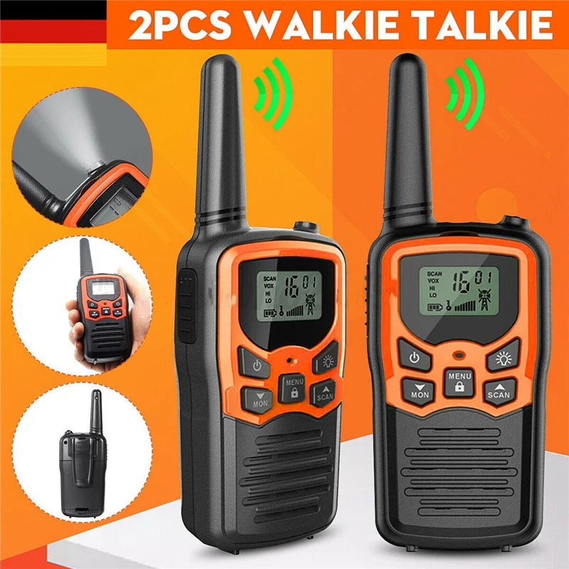 2-teiliges Hand-Walkie-Talkie-Set – 22 Kanäle, 10 km Reichweite, UHF 400–470 MHz, tragbarer Kommunikations-Transceiver
