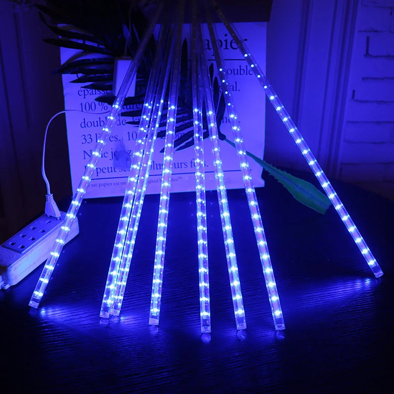 Wasserdichte LED-Meteorregen-Girlandenlichter – Weihnachts- und Straßendekoration, 30 cm/50 cm Röhren, EU-Stecker