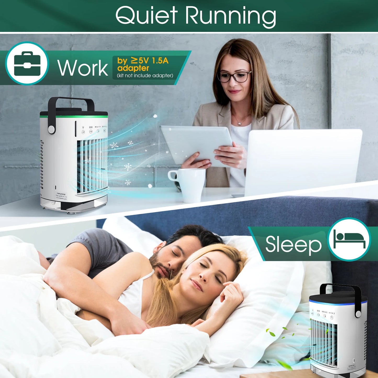 Draagbare Mini Aircooler – USB Evaporatieve Ventilator met Luchtbevochtiger & Luchtreiniger voor Thuis