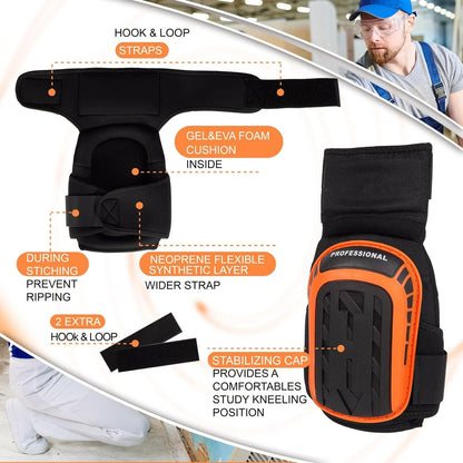 Kniebeschermers voor Werk – Heavy Duty Ondersteuning met Gel Kussen en Antislip Bandjes voor Constructie, Vloeren, Tuinieren en Schoonmaken