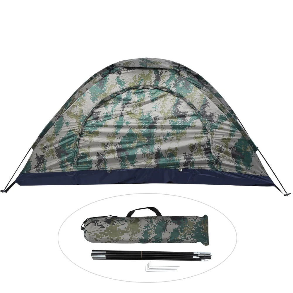 Eenpersoons Camouflage Trekking Tent – Winddichte Dubbele Laag Tent voor Camping, Vissen & Klimmen