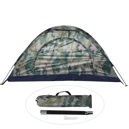 Eenpersoons Camouflage Trekking Tent – Winddichte Dubbele Laag Tent voor Camping, Vissen & Klimmen