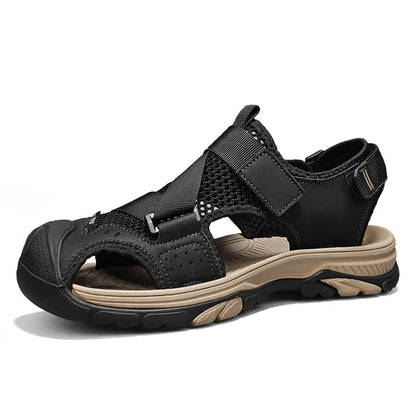 Nieuwe Heren Outdoor Sandalen – Lichtgewicht, Niet-Slip Cross-Strap Sandalen van Kunstleer voor Strand en Casual Gebruik