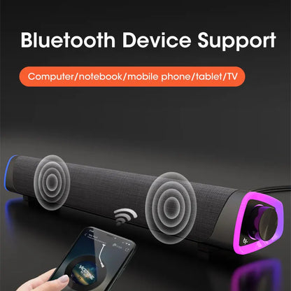 4D Computer Speaker Bar – Stereo Sound Subwoofer Bluetooth Speaker voor Macbook, Laptop, PC en Notebook – 3D Surround Sound, USB & AUX