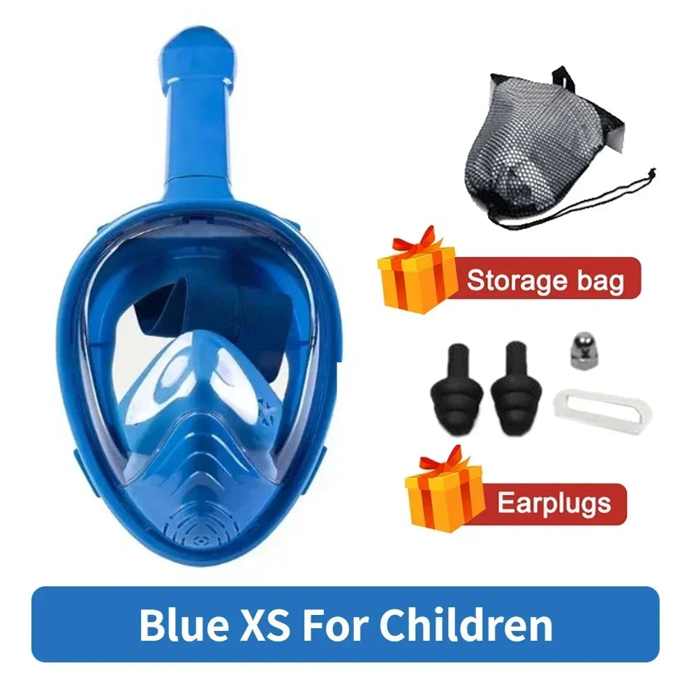 Full Face Snorkelmasker voor Kinderen en Volwassenen | Anti-Fog Duikmasker voor Veilig Ademhalen en Snorkelen