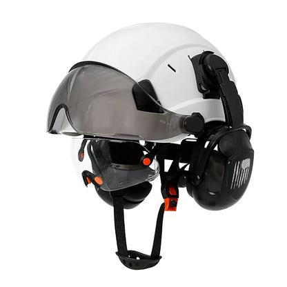 CE Certified Safety Helmet with Visor, Built-in Goggles &amp; Earmuffs – Hard Hat for Engineers &amp; Industrial Work – Head Protection to ANSI Standards