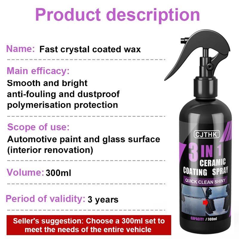 3-in-1 Nano Keramische Coating Spray – Hydrofobe Beschermlaag voor Auto’s
