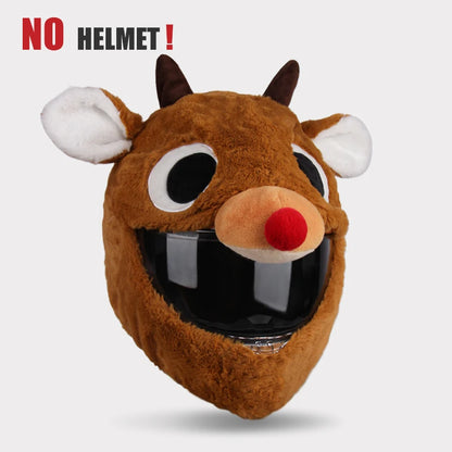 Flauschiger Helmüberzug – Weicher Helmüberzug aus Plüsch, Cartoon-Design, Motorrad- und Skischutz