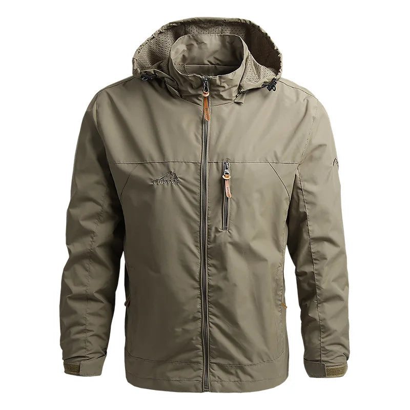 Tactische Windbreaker Jas Heren – Waterdichte Outdoor Jas met Afneembare Capuchon, Lichtgewicht en Ademend voor Lente en Herfst