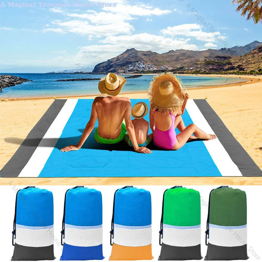 Oversized Beach Towel Mat, Sand-Free en Waterdichte Strandmat, Winddichte Picnic Deken met 4 Haringen voor Buiten en Kamperen
