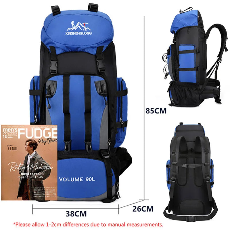 90L wasserdichter Wanderrucksack – Trekking- und Campingrucksack mit großem Fassungsvermögen für Outdoor-Reisen und Sport