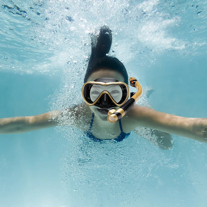 Lekvrije Snorkelset | Anti-Fog Zwembril met Gehard Glas en Dry Top Snorkel voor Snorkelen en Duiken