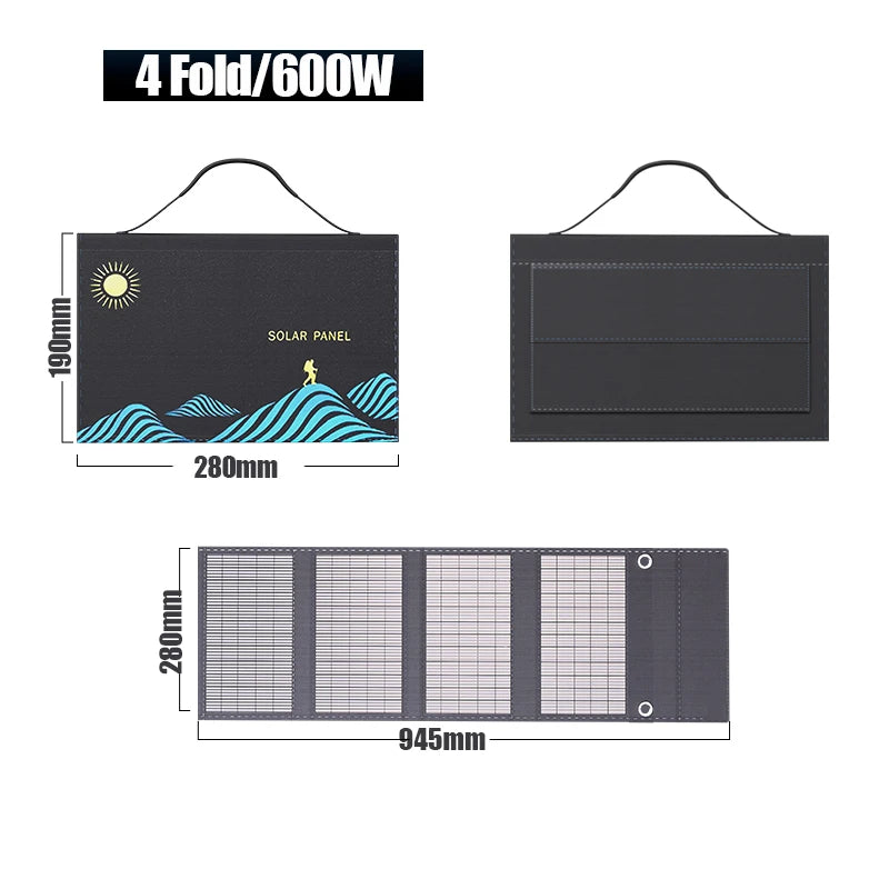 1000W Draagbaar Opvouwbaar Zonnepaneel | USB & DC Output Solar Charger voor Outdoor en Thuisgebruik