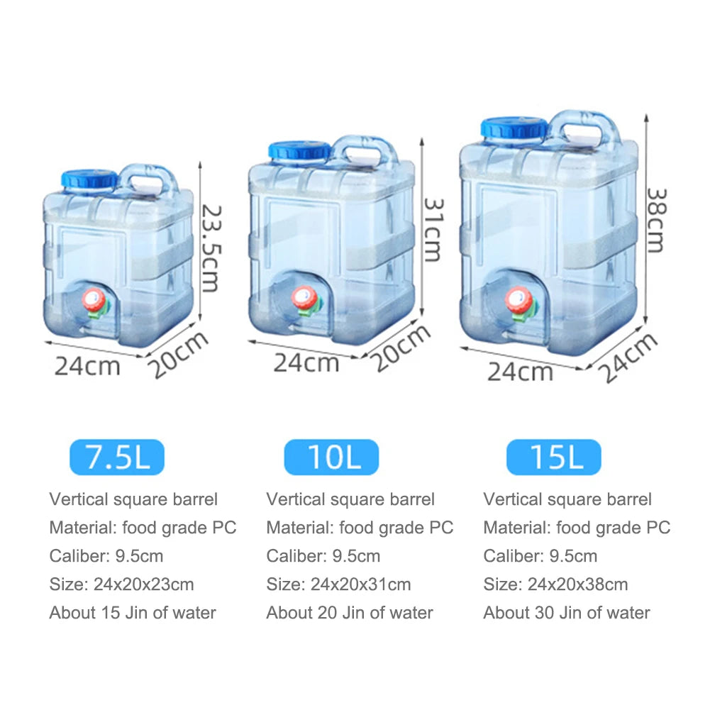 7.5/10/15L Drinkwatercontainer met Kraan | Lekvrije Camping Water Tank voor Hiking, Auto en Outdoor Gebruik
