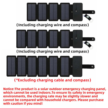 Faltbares Solar-Ladepanel – 5 V 1 A USB-Ausgang, tragbares multifunktionales Camping-Werkzeug