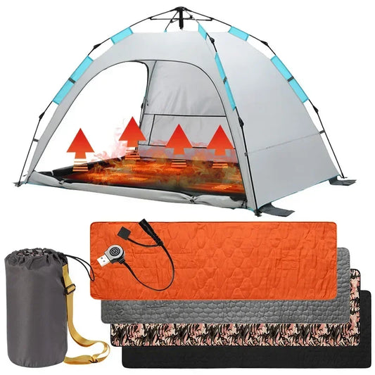 USB-beheizte Outdoor-Isomatte – 5 Heizzonen, einstellbare Temperatur, elektrische Heizmatte für Camping