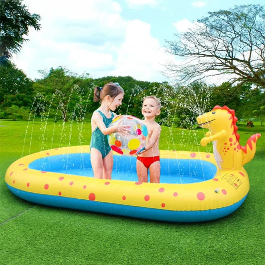 Opblaasbare Kinder Zwembad met Sprinkler – Draagbaar en Vouwbaar Splash Pad voor Buiten, Strand en Camping