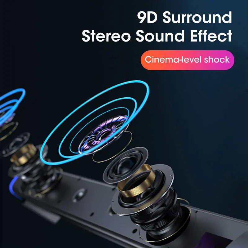 4D Computer Speaker Bar – Stereo Sound Subwoofer Bluetooth Speaker voor Macbook, Laptop, PC en Notebook – 3D Surround Sound, USB & AUX