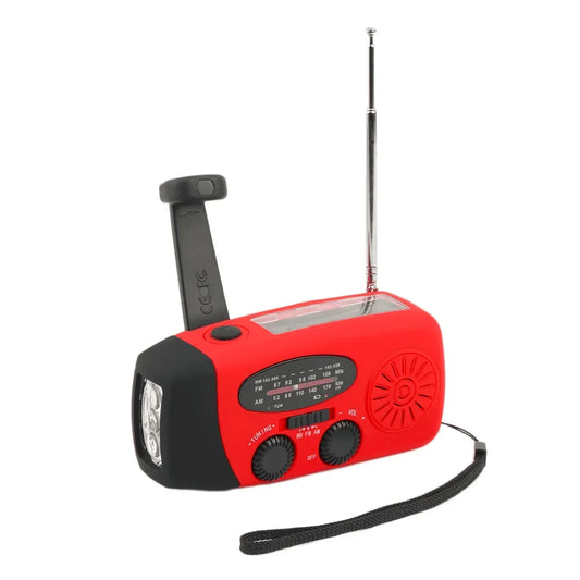 Notfallradio mit Solarpanel und Handkurbel – AM/FM/WB-Wetterradio mit LED-Taschenlampe und Ladegerät