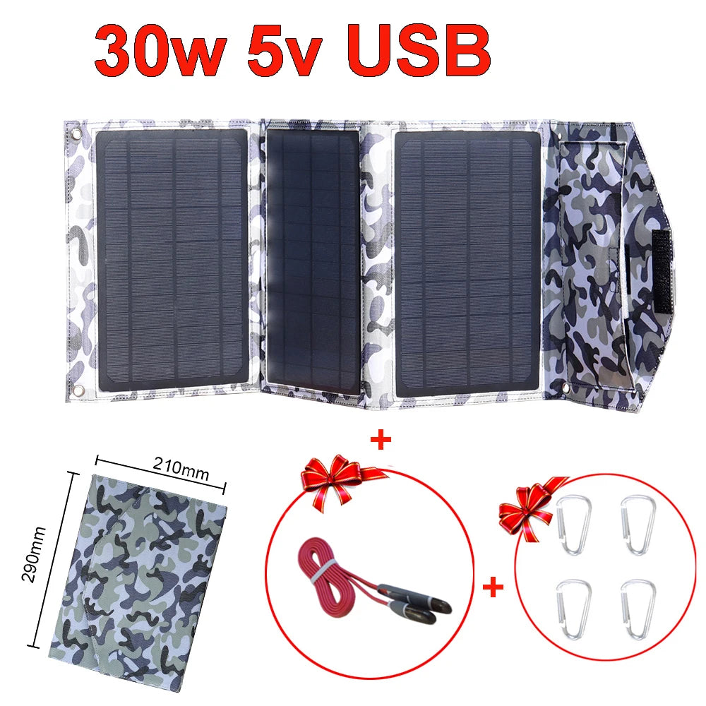 30W Opvouwbaar Zonnepaneel – Draagbare USB Oplader voor Telefoon & Powerbank, Camping & Outdoor