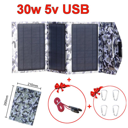 30W Opvouwbaar Zonnepaneel – Draagbare USB Oplader voor Telefoon & Powerbank, Camping & Outdoor