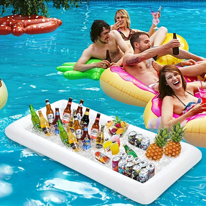 Opblaasbare Zwembaddrijver met IJs- en Voedseltray – Wit PVC – Perfect voor Pool Party