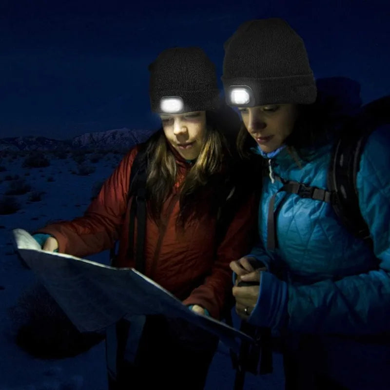 LED-Beanie-Mütze mit Lichtern – Warme Wintermütze mit Taschenlampe für Outdoor-Aktivitäten – Unisex
