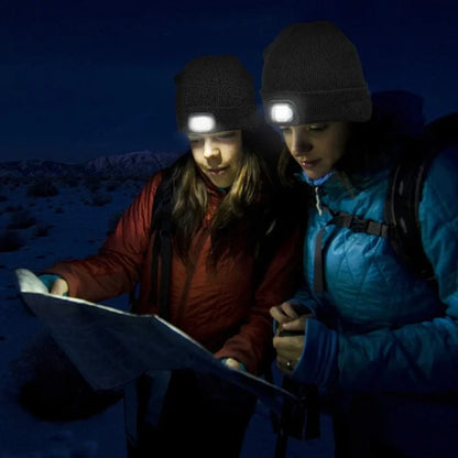 LED-Beanie-Mütze mit Lichtern – Warme Wintermütze mit Taschenlampe für Outdoor-Aktivitäten – Unisex