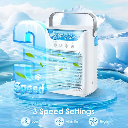 Persoonlijke Draagbare Aircooler – Mini Evaporatieve Ventilator met Waternevel en 7-Kleuren LED Licht