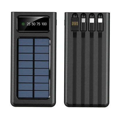Super Grote Capaciteit Powerbank 2024 – Snelladen met Solar, LED Lamp, Ingebouwde Kabels & USB Poorten