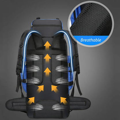 90L wasserdichter Wanderrucksack – Trekking- und Campingrucksack mit großem Fassungsvermögen für Outdoor-Reisen und Sport