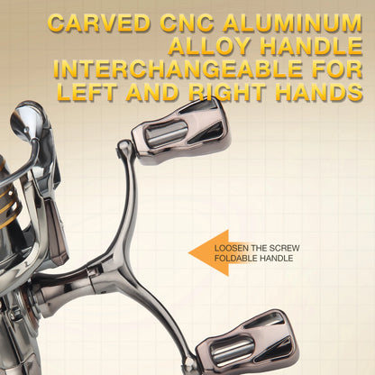 CD Spinning Vismolen – 5.2:1 Overbrengingsverhouding, 13.23 lbs Max Drag, Metalen Spoel en Opvouwbare CNC Dubbele Arm