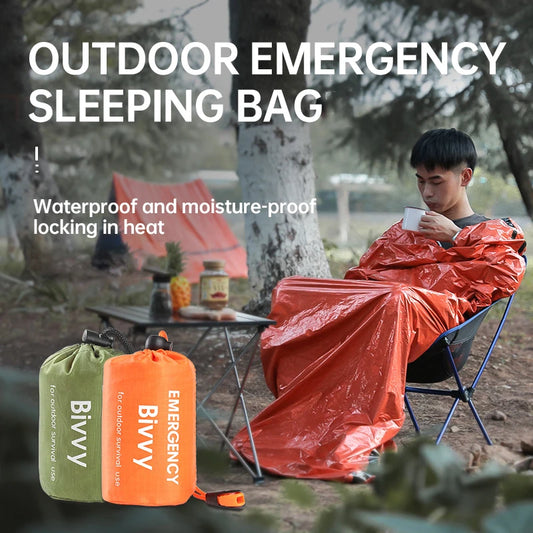 Emergency Slaapzak - Lichtgewicht Waterdichte Outdoor Noodbedekking voor Hiking, Kamperen en Overleving, Verhoogt Lichaamstemperatuur